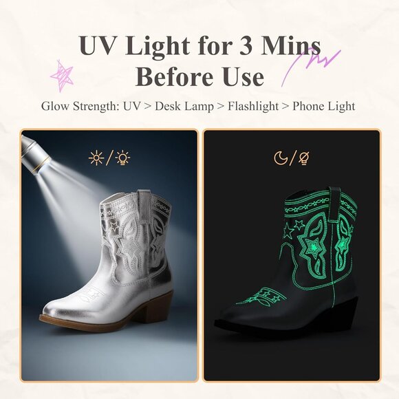 Girls Cowgirl Boots Western Riding Shoes with Zipper & Square Toe Shoes - Picture 3 of 7